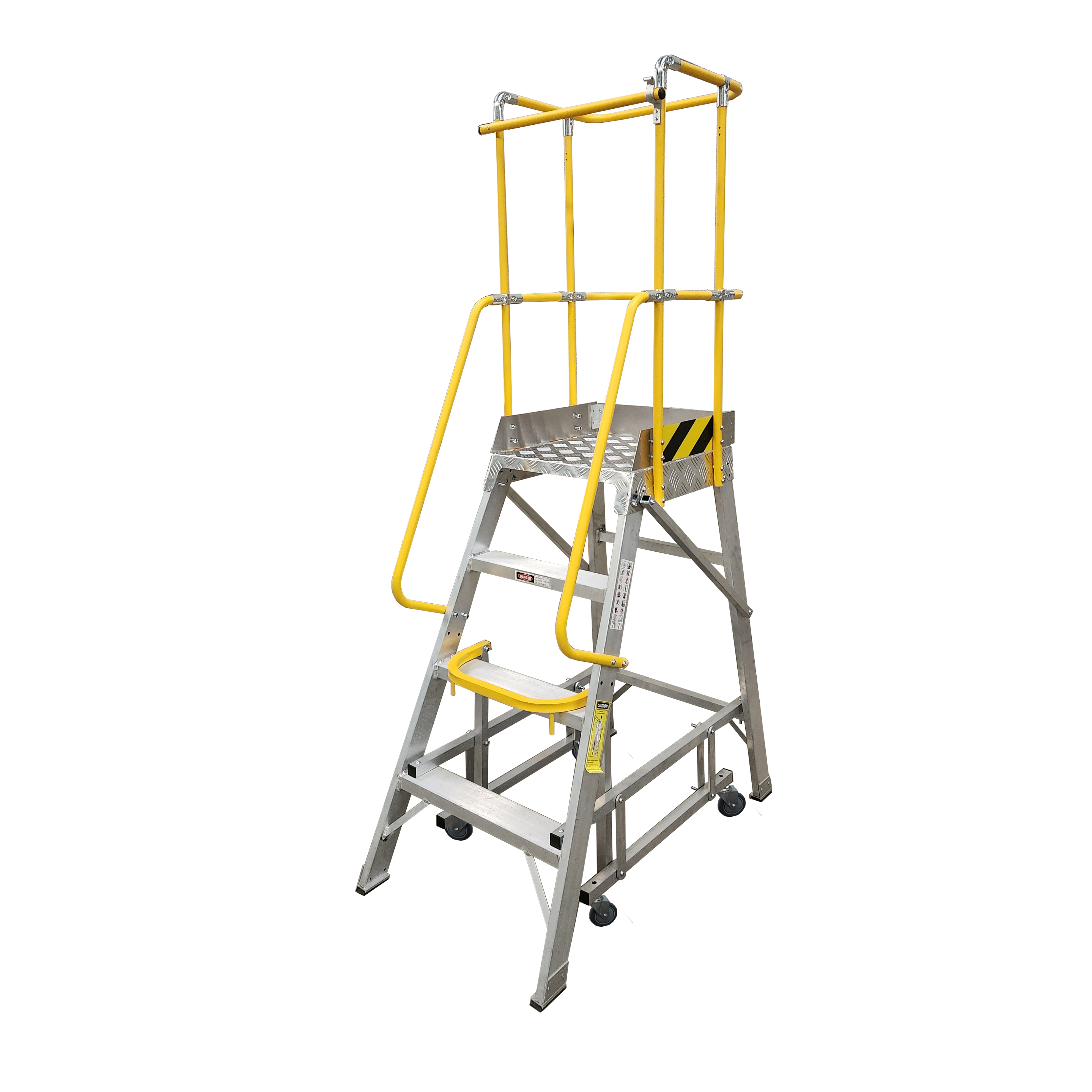 Mobile Aluminum Profile Ladder With Working Platform And Handrails 