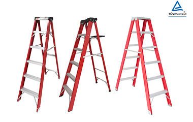 Fiberglass single side ladder and double side ladder passed EN 131-2:2010+A2:2017 by TUV Rheinland.